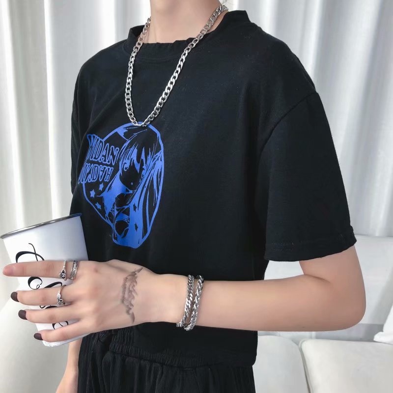 Vòng tay dây xích bằng thép titan dày phong cách hiphop đơn giản cho nam và nữ
