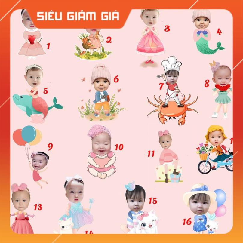 Lovi Ảnh Chibi cho bé cực xinh, thiết kế chibi trang trí tiệc sinh nhật, thôi nôi, đầy tháng theo yêu cầu chuẩn