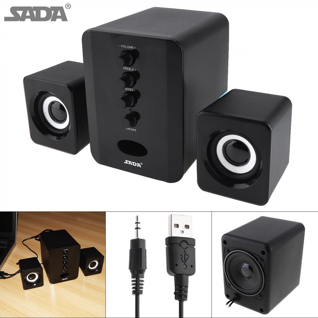 Loa máy tính SADA D-202 có dây Kết hợp mini Loa siêu trầm Loa di động Loa PC cho TV điện thoại