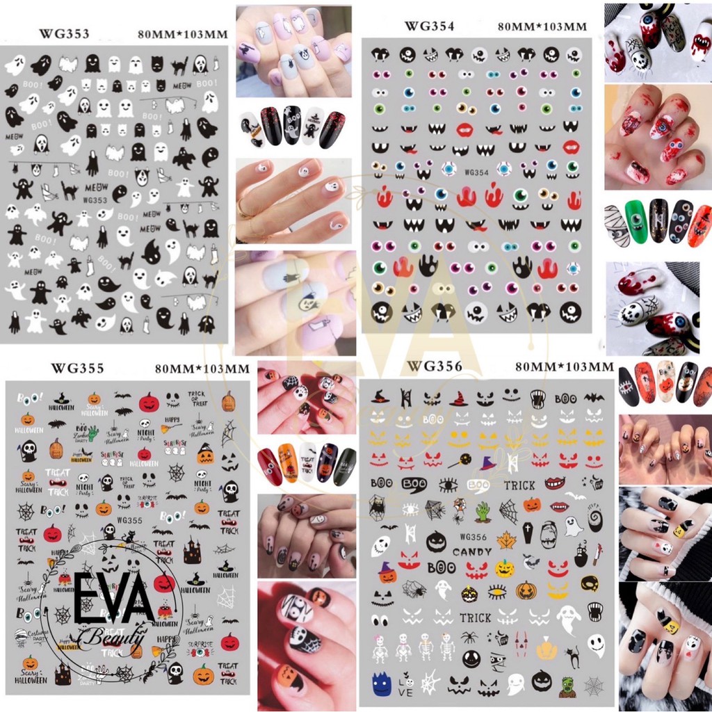 Decal Dán Móng Tay 3D Nail Sticker Hoạ Tiết Lễ Hội Ma Quỷ Halloween WG353
