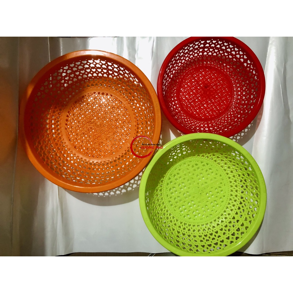 Rổ Nhựa Tròn Lổ To, Rổ Cải Tim Kiến Thành Đạt đựng rau củ quả trái cây