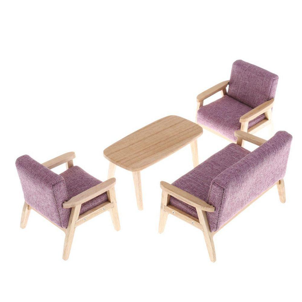 Mô Hình Ghế Sofa Bằng Gỗ Mềm Mại Tỉ Lệ 1: 12 Trang Trí Cho Bé Gái