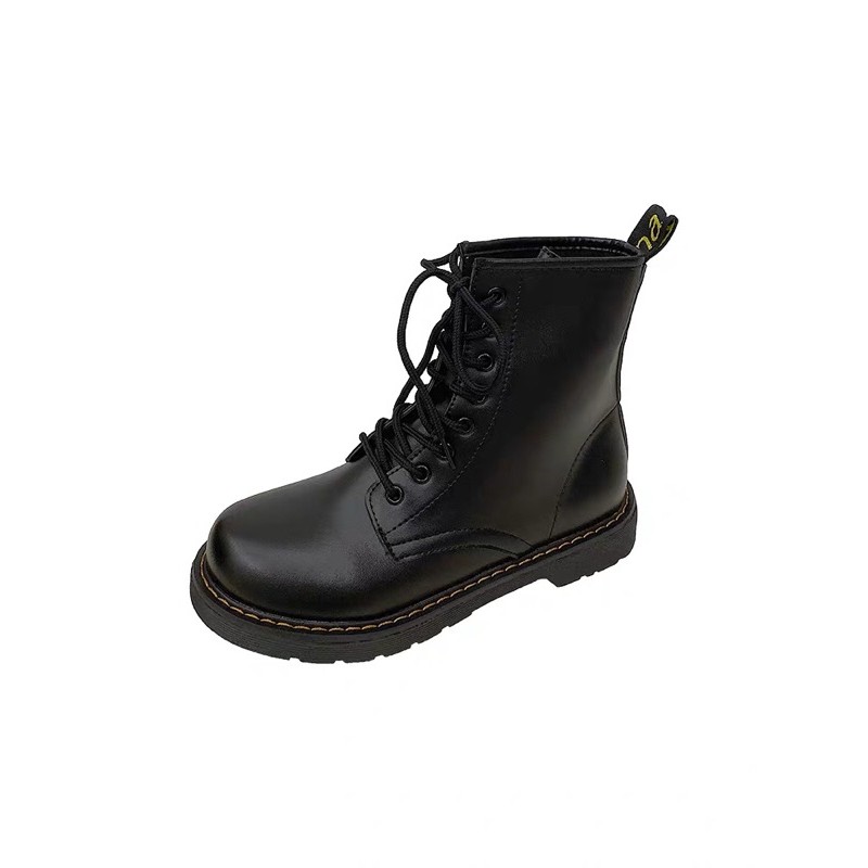 Boots Martin Ulzzang cổ ngắn đan dây da mềm