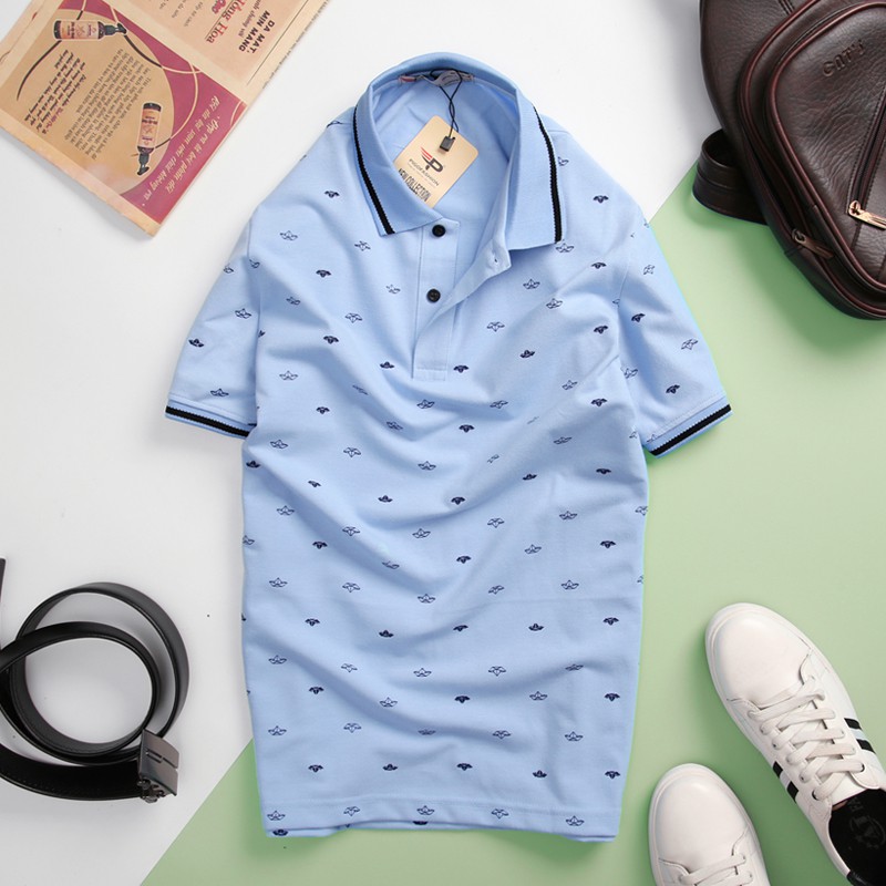 Áo thun polo cổ bẻ nam SPMAHT25 in họa tiết hình con thuyển form cơ bản, thoáng mát - PigoFashion