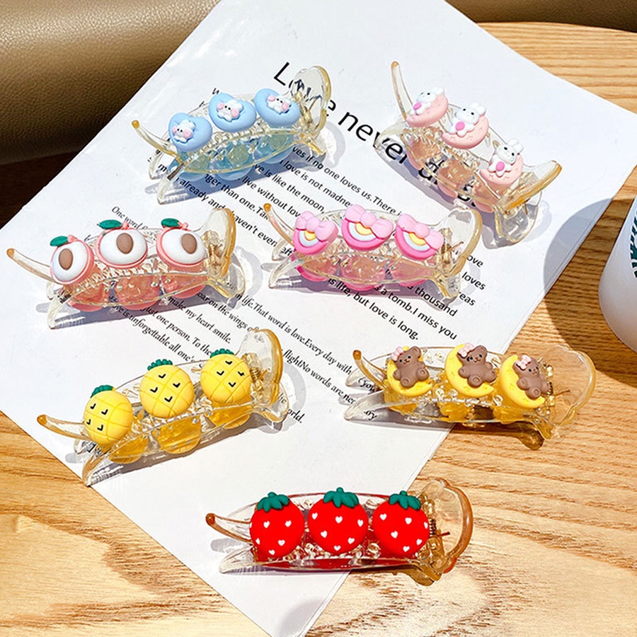 Kẹp tóc đuôi ngựa bằng nhựa họa tiết hoạt hình nhiều kiểu dáng tùy chọn dễ thương