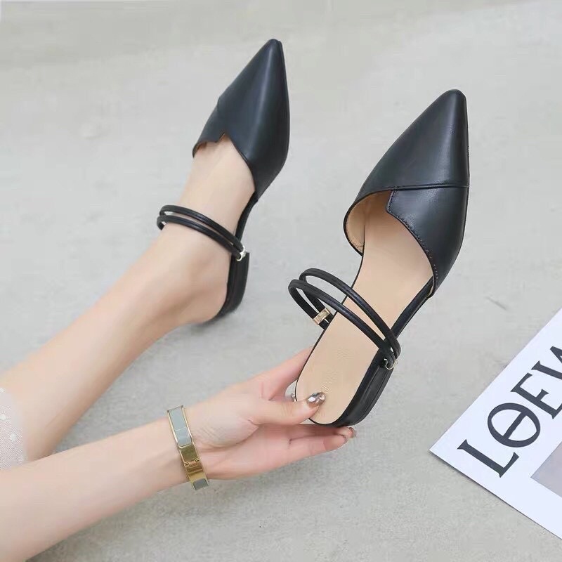 Giày Nữ 3 Phân Mũi Nhọn Chất Quai Ngang Đi 2 Kiểu Cực Xinh Lùi 1 Size