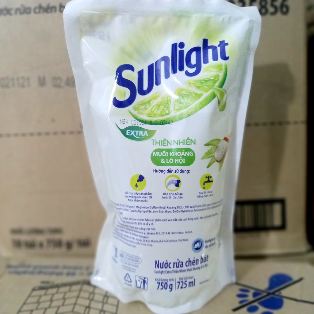 Nước rửa chén Sunlight túi 750g hương thiên nhiên lô hội