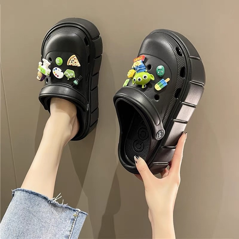 Dép ulzzang độn đế Cross nữ đế 5cm siêu nhẹ Tặng kèm Sticker dễ thương - dép bánh mì nữ hot trend 2022 ( D77 )