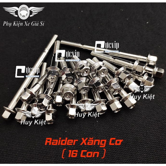 Bộ Ốc Lốc Máy Salaya PHAY THÁI Inox 304 Cho Raider Xăng Cơ (16 Con) MS5213