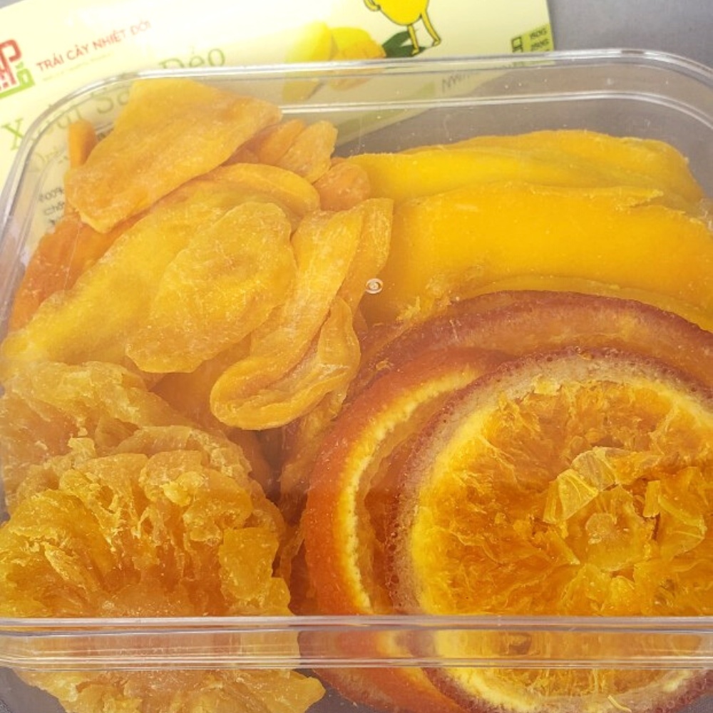 Trái Cây Sấy Dẻo Không Đường 500g Mix 5 Loại Xoài, Dứa, Mít, Cam, Đu Đủ, Hoa quả sấy dẻo đặc sản