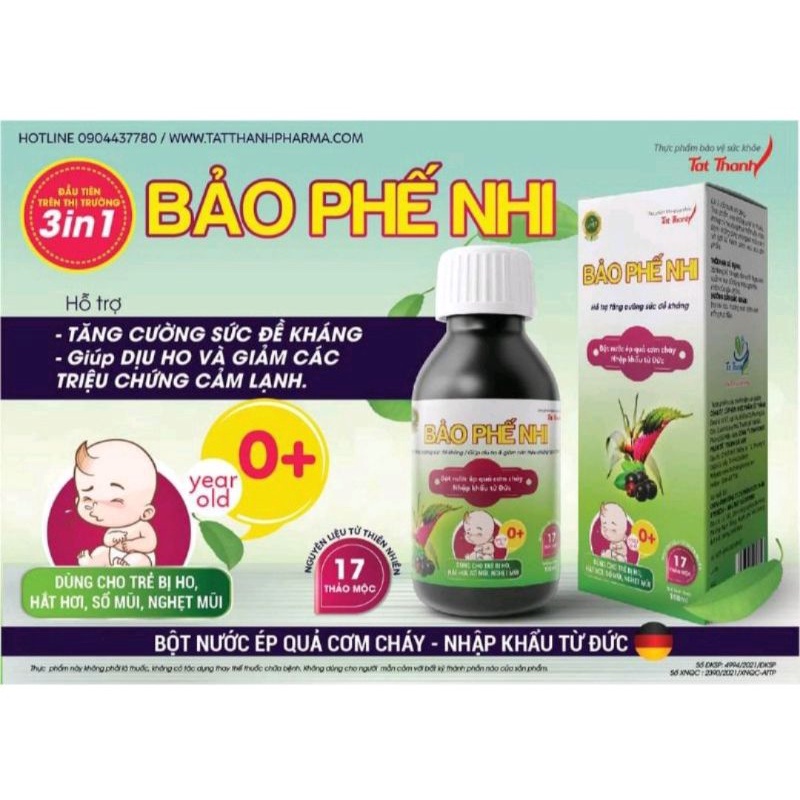 Siro ho Bảo Phế Nhi ⚡ Tặng quà ⚡ Chai 100ml Dùng cho bé từ 0 + Giúp giảm ho, sổ mũi