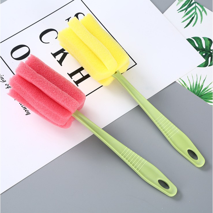 Bàn chải đầu mút xốp dùng cho bệ sinh bình thủy tinh cốc uống trà nhà bếp tiện lợi