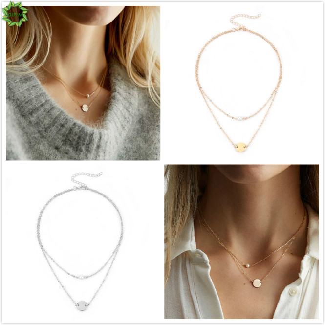 Vòng Cổ Choker Hai Lớp Dây Đính Ngọc Trai Nhân Tạo Phong Cách Hàn Quốc