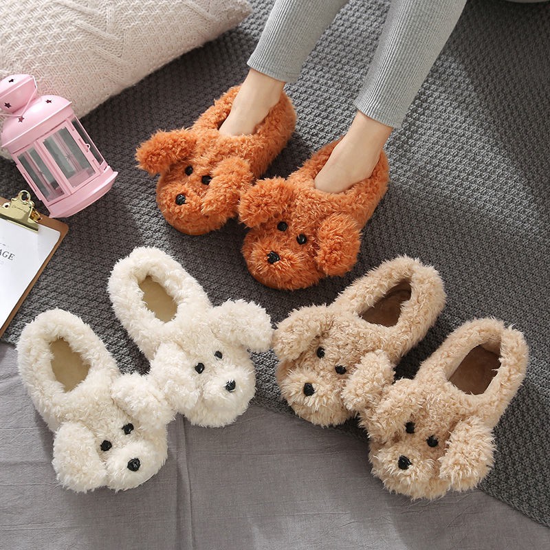 ⭐Ready Stock⭐☫✹❣Dép bông Teddy Dog Cặp đôi Mùa đông Trong nhà không trơn trượt Ngôi dễ thương ký túc xá nữ sinh mới phiên bản Hàn Quốc