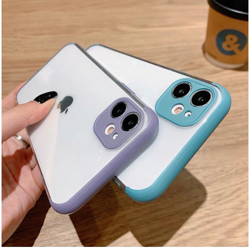 Ốp lưng trong viền màu bảo vệ camera màu pastel dẻo mịn dành cho iPhone 11 Pro Max 7 8 Plus X XsMax XR Cú Mèo Case