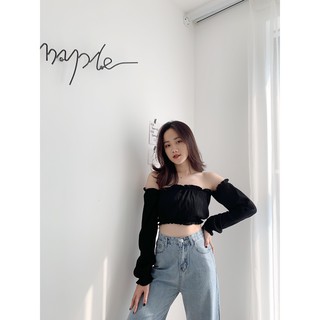 Áo thun gân ôm ngực dài tay 150 - Đen- AP246