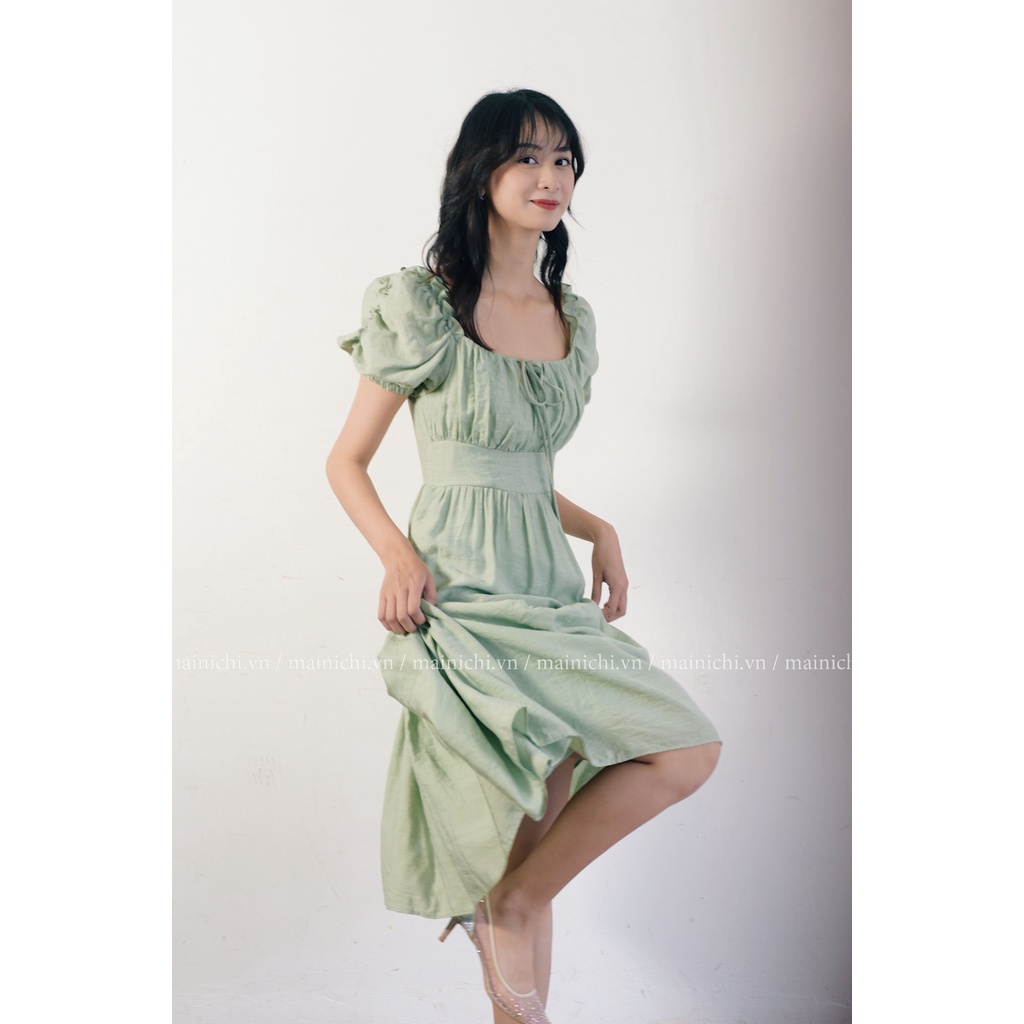Váy Leena Dress Đen Trễ Vai Nàng Thơ Xanh mint_mainichi
