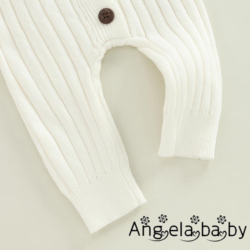 Áo Liền Quần Dệt Kim Tay Dài Cổ Tròn Màu Trơn Thời Trang Cho Bé Gái