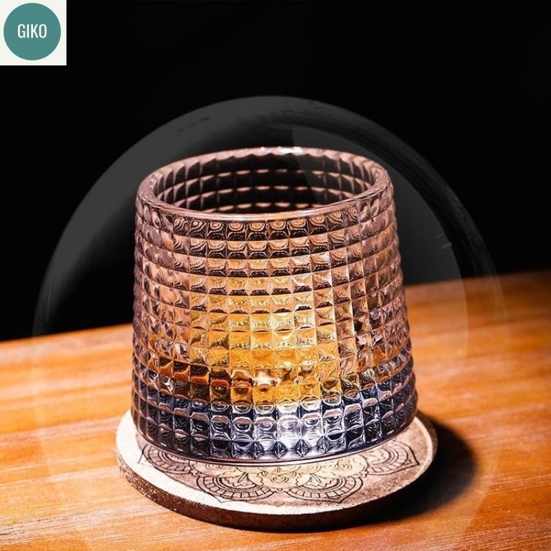 Cốc thủy tinh cao cấp ly rượu vang đế lồi ánh pha lê họa tiết hiện đại trong suốt sang trọng chịu lực tốt  GIKO LOẠI 1