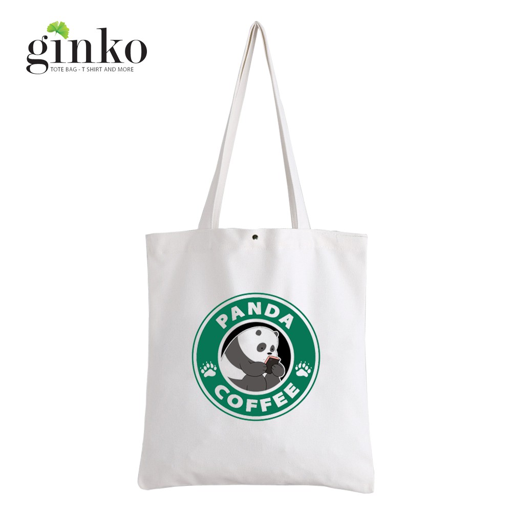 Túi vải tote GINKO kiểu basic dây kéo in hình BearBucks