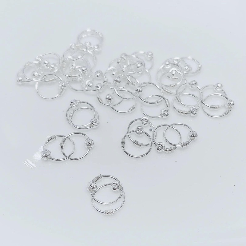 Bông tai bấm tròn bạc ta - bông tai nam , nữ, trẻ em đều đeo được - Vàng Bạc Khải Khải