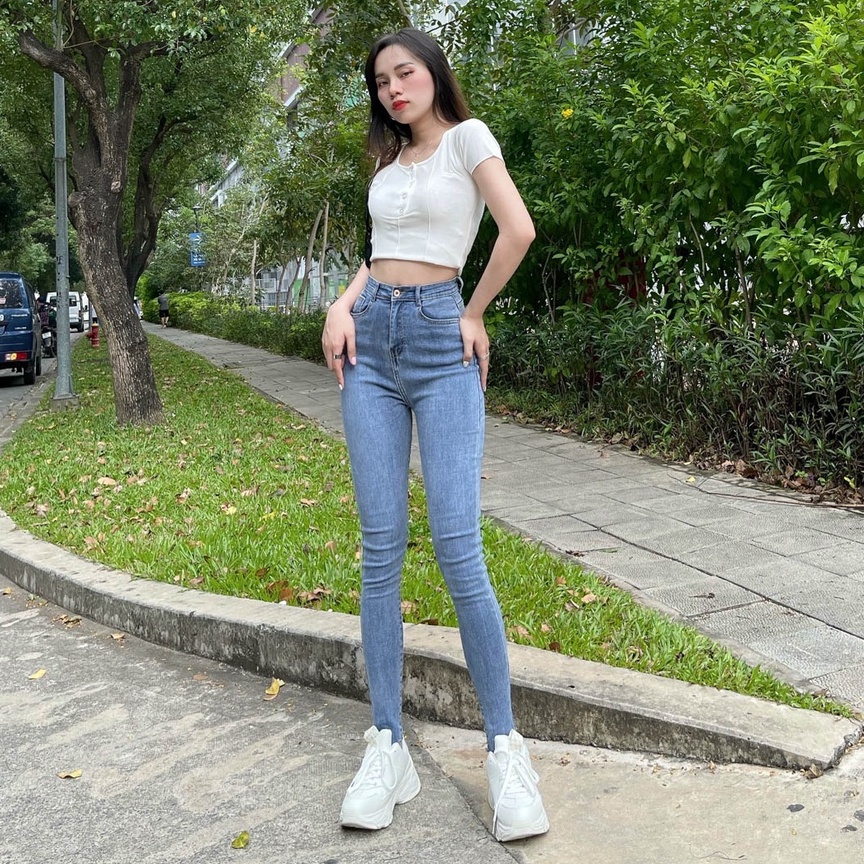 Quần Jeans Skinny  Nữ Lưng Cao Tôn Dáng  Lai Cắt 3 màu Shop YuRi Jeans (Hình Thật Shop Chụp Kèm Video) YURI001