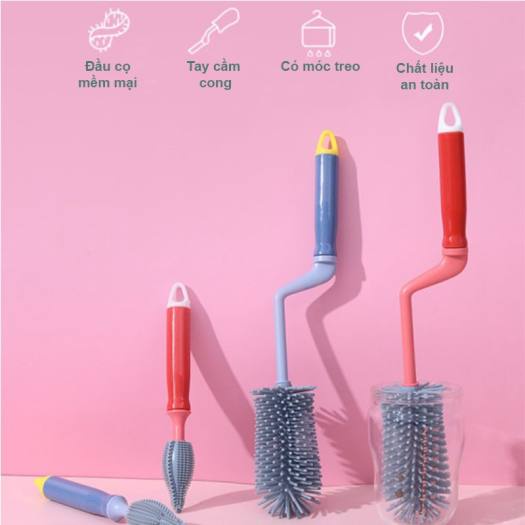 Bộ cọ bình sữa Silicone cao cấp 2 chi tiết phù hợp với mọi loại bình - Chiko Kids