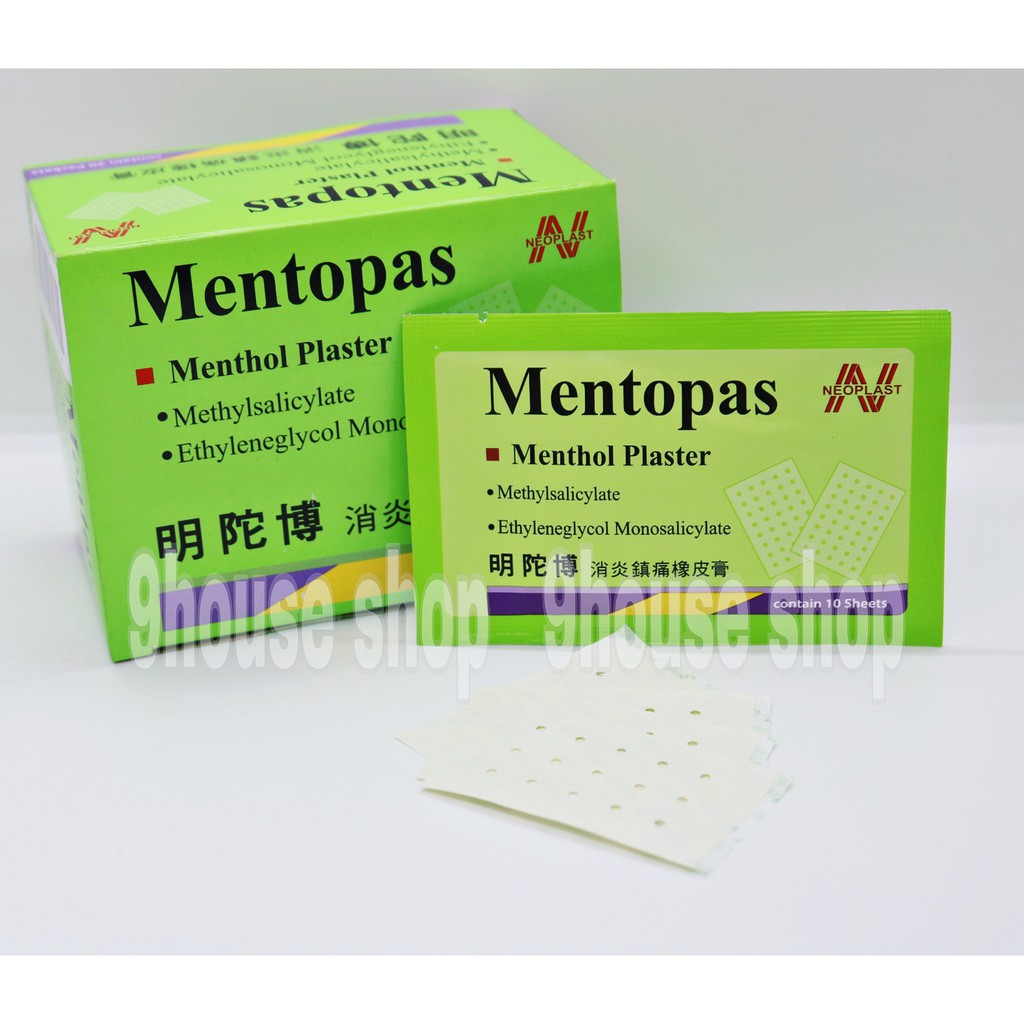 01 Gói Cao Dán MENTOPAS Neoplast Giảm Đau Nhức Thái Lan (1 Gói 10 miếng) - XANH NHẠT