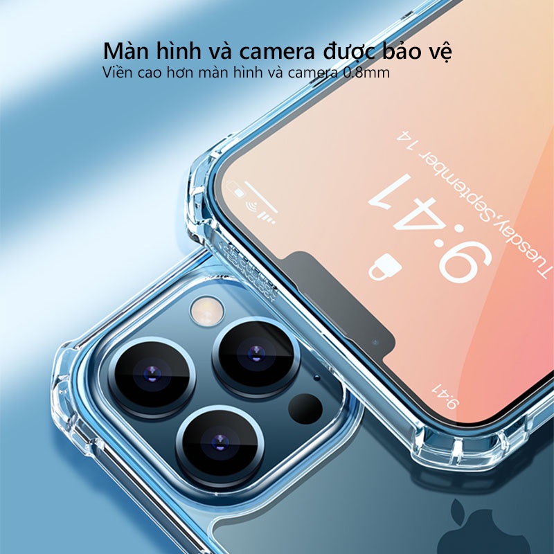 Ốp lưng XUNDD iPhone 12 mini / 12 / 12 Pro / Max, TPU chống sốc, trong suốt