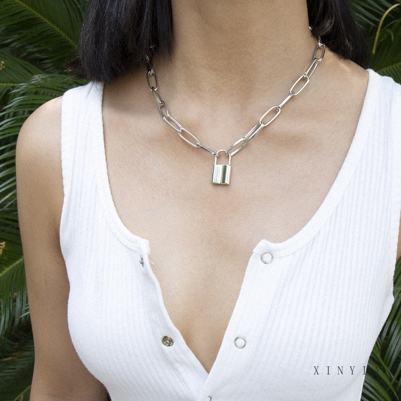 Dây chuyền hợp kim mặt ổ khóa thời trang độc đáo