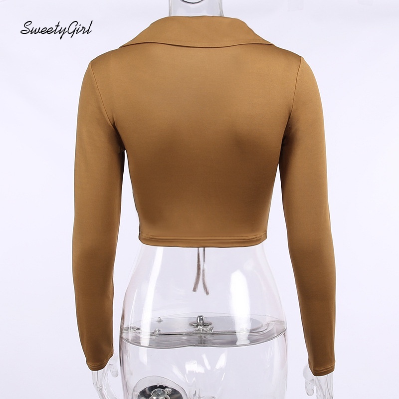 Áo croptop tay dài cổ chữ V xếp ly màu sắc ngọt ngào thời trang cho nữ