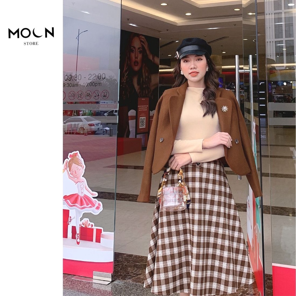 Áo khoác dạ nữ cài hoa áo vest công sở BVE30 MOON STORE