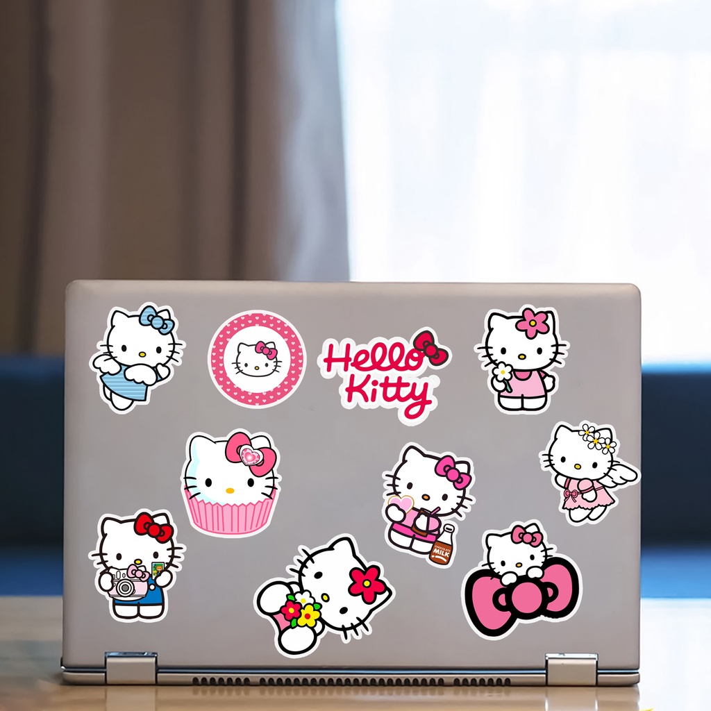 Sticker Hello Kitty Chống Nước - Sticker Dán Laptop, Điện Thoại, Đàn Guitar, Mũ Bảo Hiểm, Vali