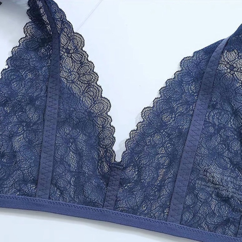 Áo Lót Không Gọng Không nét chỉ may Phối Ren phong thái Japan trang điểm ngày hè dành riêng cho Nữ Nội y xanh chất đẹp d