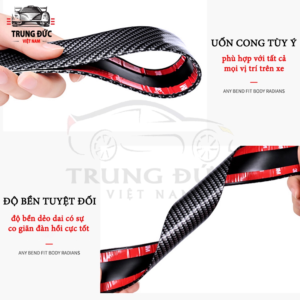 Miếng nẹp dán TRUNGDUCVN mạ cacbon cho xe hơi chống trầy xước bậc cửa, dán cốp xe, bảo vệ xe hơi