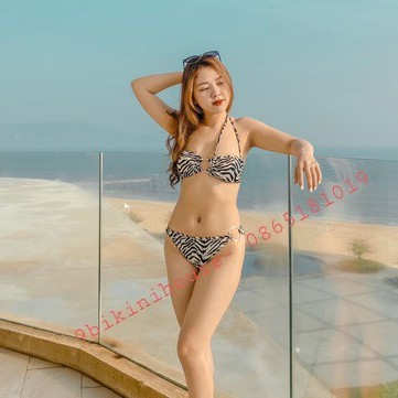 Bikini cạp thấp sexy vằn đen trắng siêu đẹp hàng độc mặc đi biển đi bơi