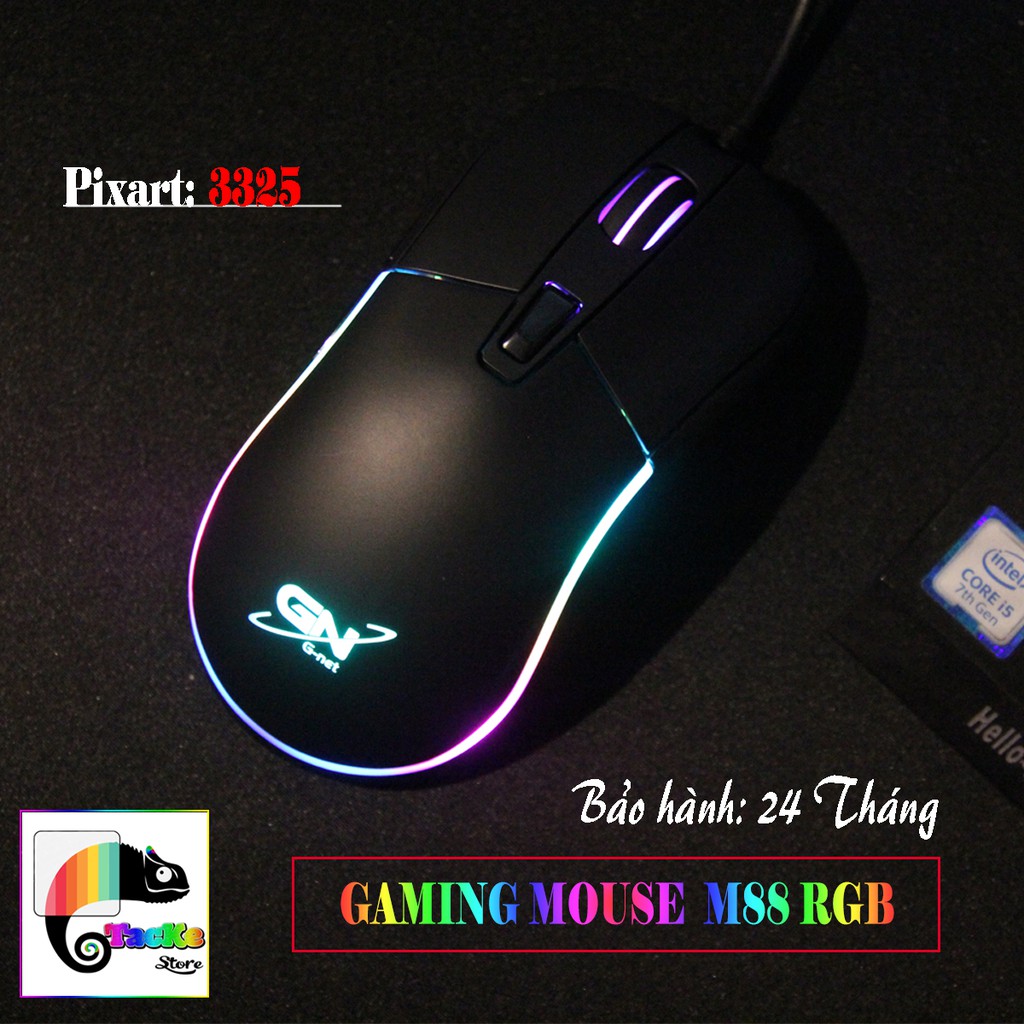 Chuột Gaming RGB G-Net M88, Mắt đọc Pixart 3325, 5000 DPI, Click Huano 30 triệu click