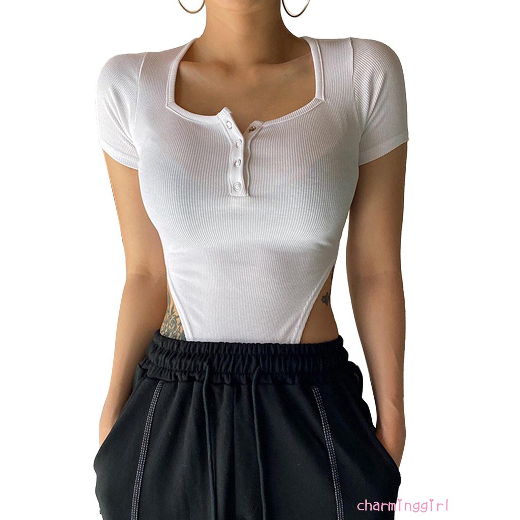 Romper cổ vuông tay ngắn thời trang hè gợi cảm cho nữ