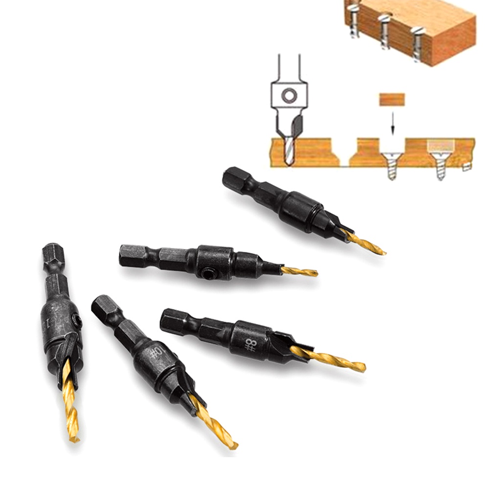 Set 5 mũi khoan gỗ DIYMORE nhiều kích thước chuyên dụng kèm một công cụ cờ lê cao cấp