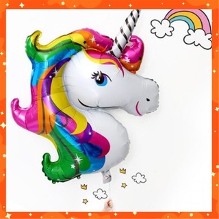 Bong bóng hình đầu ngựa Unicorn cầu vồng