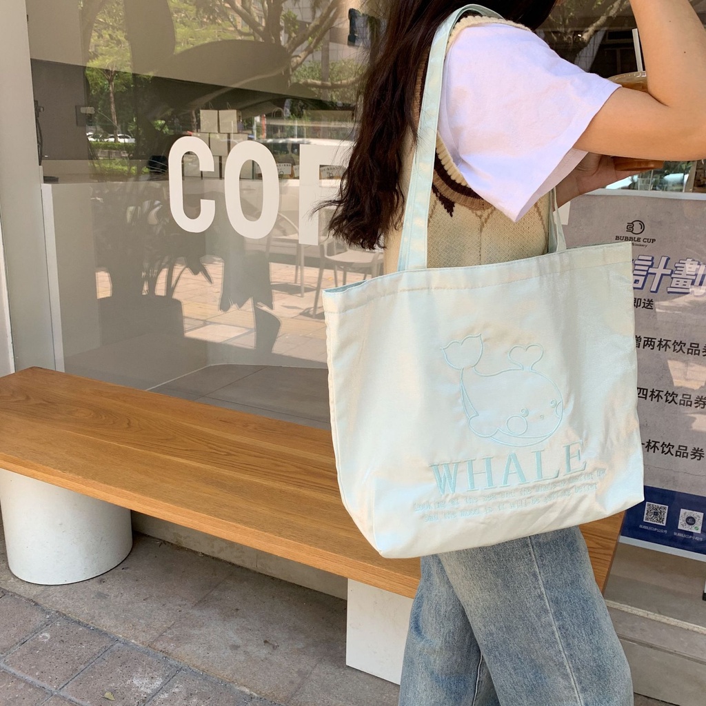 Túi Xách Tote Vải Thêu Đính Ngọc Trai Cỡ Lớn Thời Trang Sang Trọng