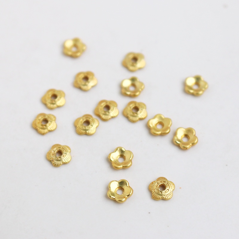 Set 50 Hạt Xỏ Lỗ Lớn Bằng Đồng Mạ Vàng 18k diy Làm Giá Đỡ Trang Sức