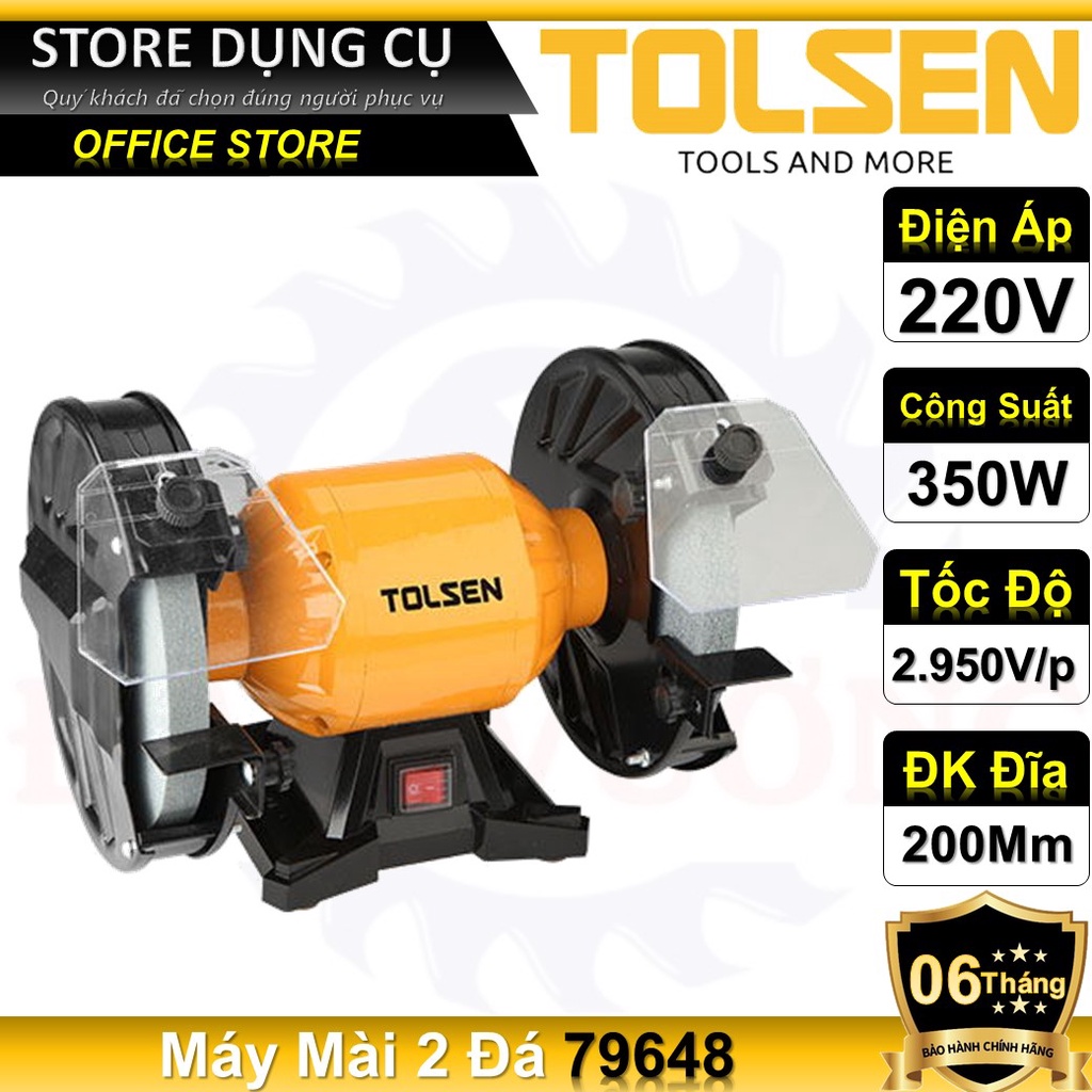 350W Máy Mài 2 Đá 200mm 350W TOLSEN 79648