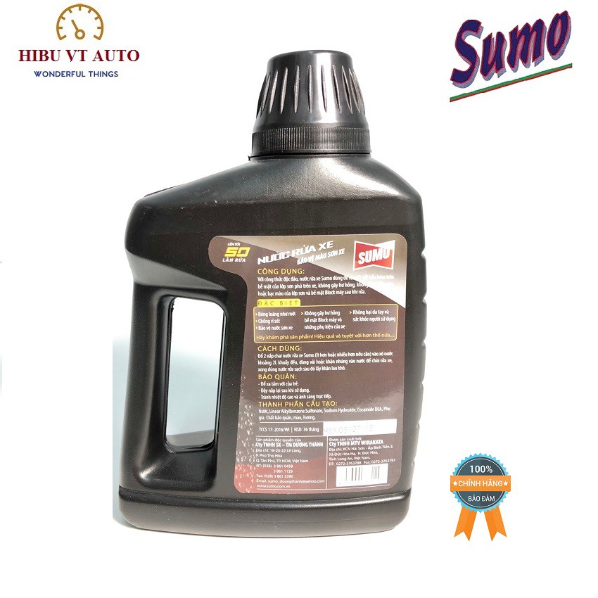 Nước rửa xe bảo vệ màu sơn xe SUMO WASH &amp; WAX 1L có thêm phụ gia chất đánh bóng, cho chiếc xe của bạn sáng bóng như mới