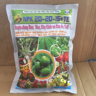 Phân bón NPK Cây cuốc vàng 20-20-15 +TE gói 1kg