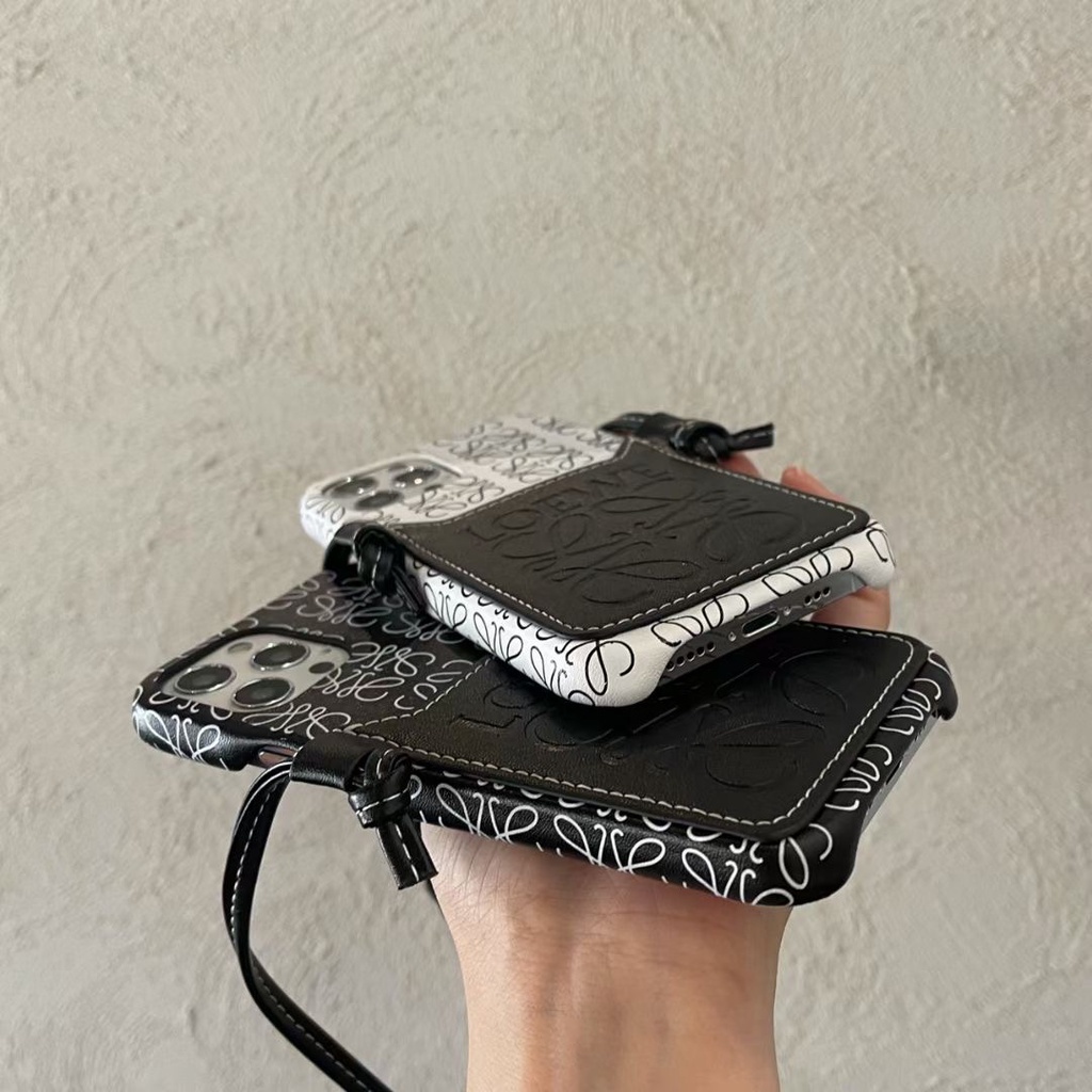 Ốp điện thoại da mềm có ngăn đựng thẻ và dây đeo cho iPhone13proMax 11 11pro 12ProMax 12 12pro X XR XsMax 7Plus 8plus