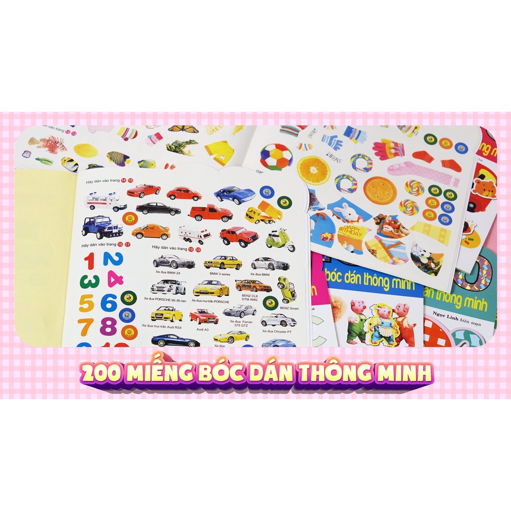 SÁCH - 200 miếng bóc dán thông minh 2-6 tuổi ( nhiều chủ đề )
