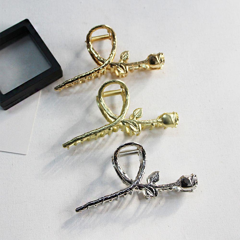 Kẹp Tóc Hình Hoa Hồng Bằng Kim Loại Phong Cách Vintage Ngọt Ngào Cho Nữ