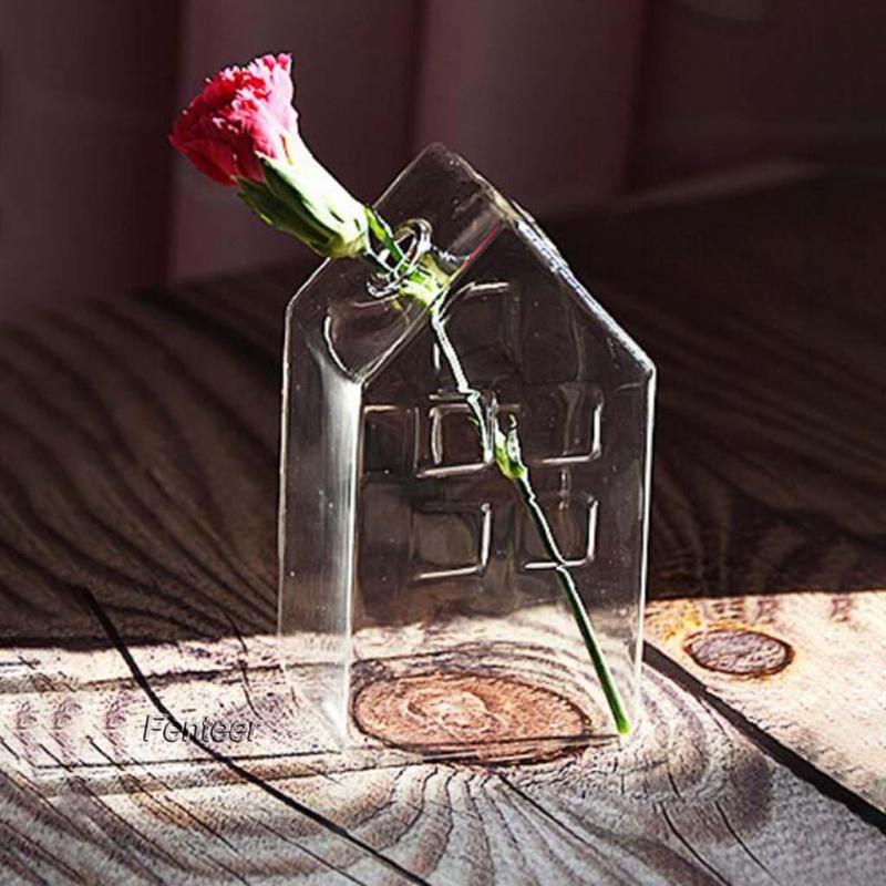 Bình Hoa Thủy Tinh Trong Suốt Hình Ngôi Nhà Dùng Trang Trí Tiệc Cưới