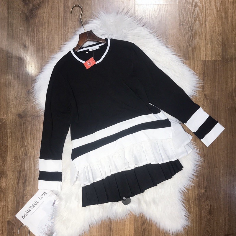 Áo Len Nữ BiShoJo Dài Tay Áo Váy Liền Thân Dáng Babydoll Pha Chân Bèo Hàng Quảng Châu Đi Học Đi Chơi Đều Xinh
